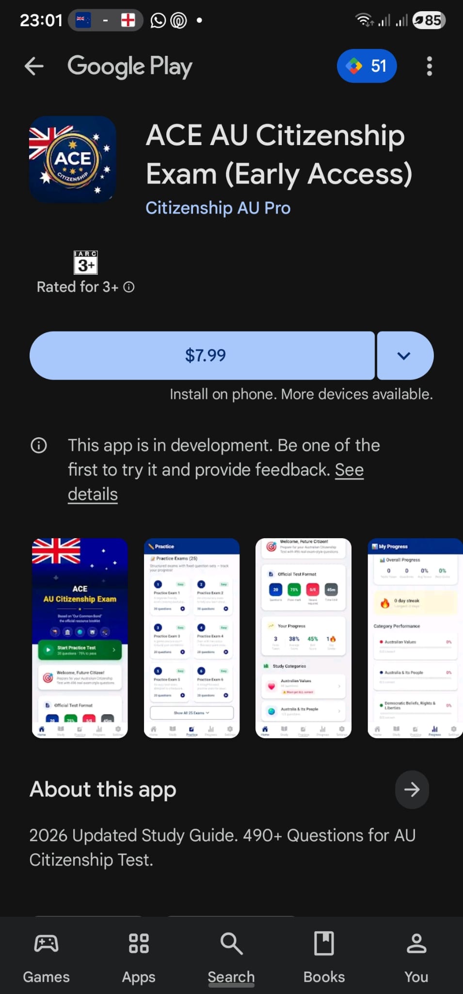 Progress tracking screen